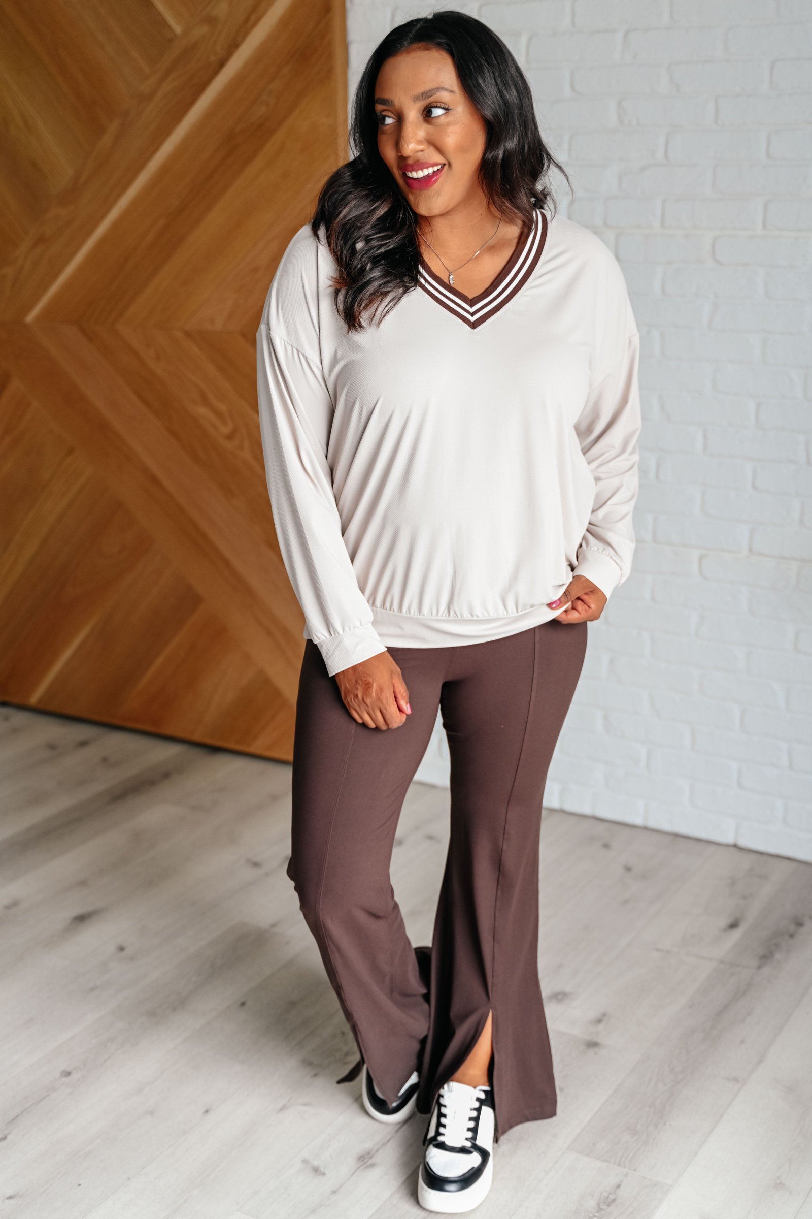 AllOutComfortV-NeckPulloverinMochaCream3 All Out Comfort V-Neck Pullover in Mocha Cream Ave Shops
