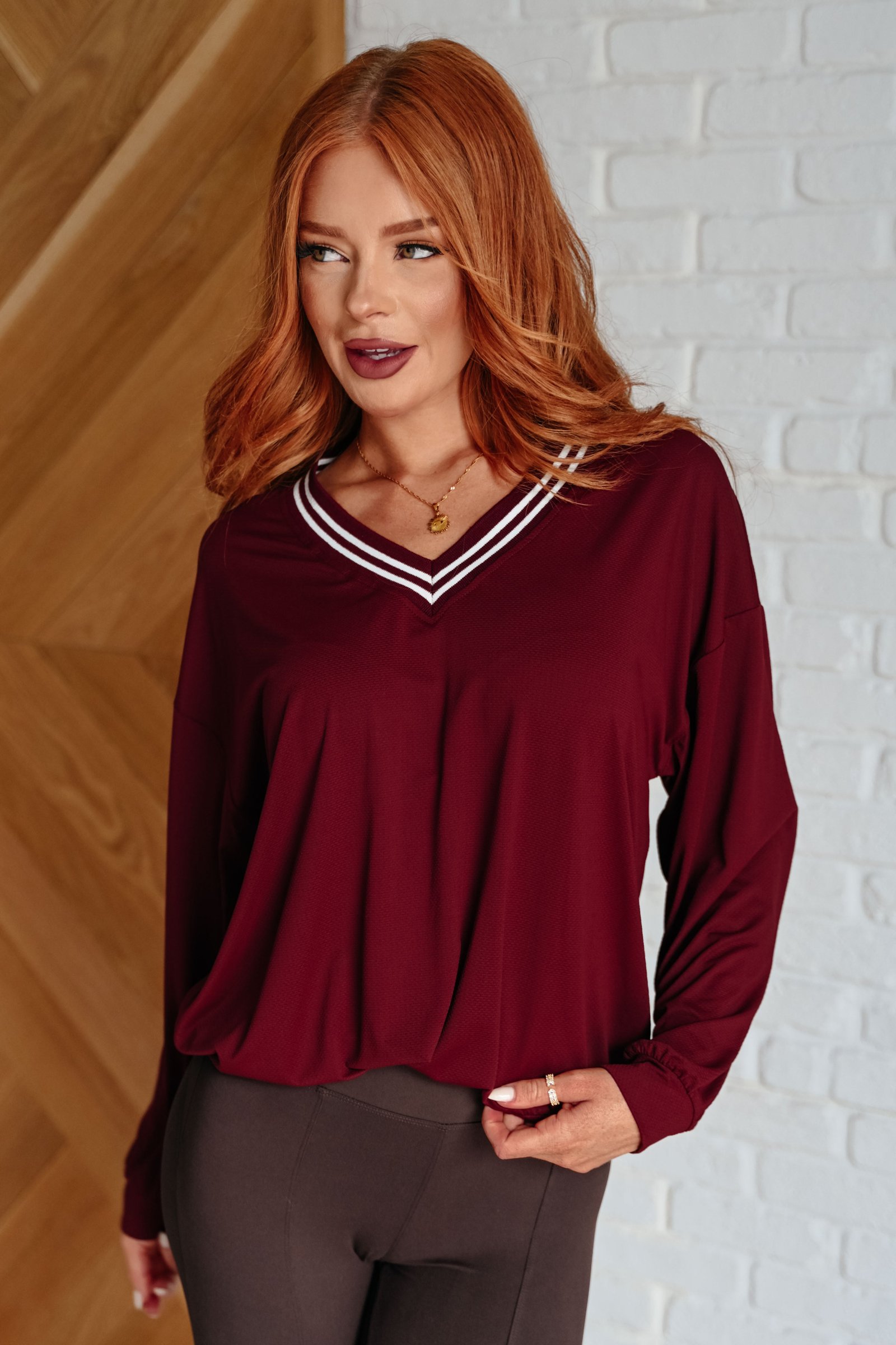 AllOutComfortV-NeckPulloverinRedMerlot11 All Out Comfort V-Neck Pullover in Red Merlot Ave Shops