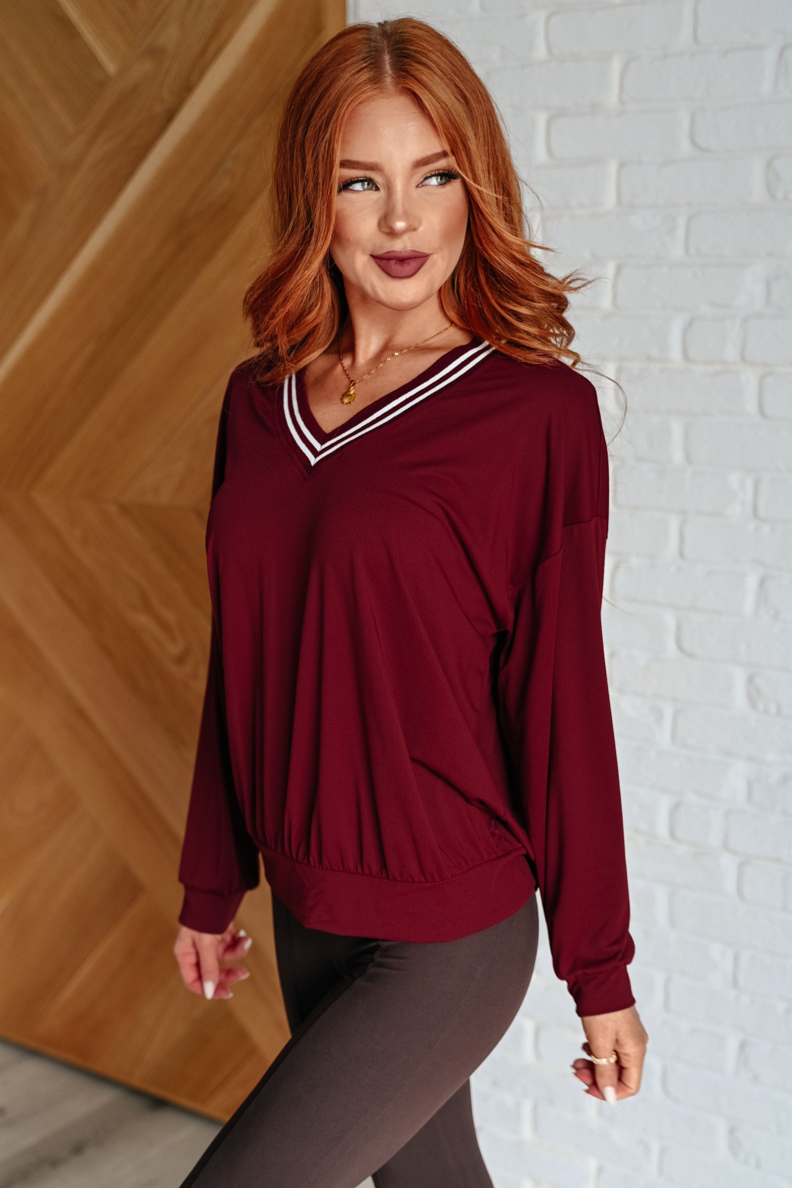 AllOutComfortV-NeckPulloverinRedMerlot14 All Out Comfort V-Neck Pullover in Red Merlot Ave Shops