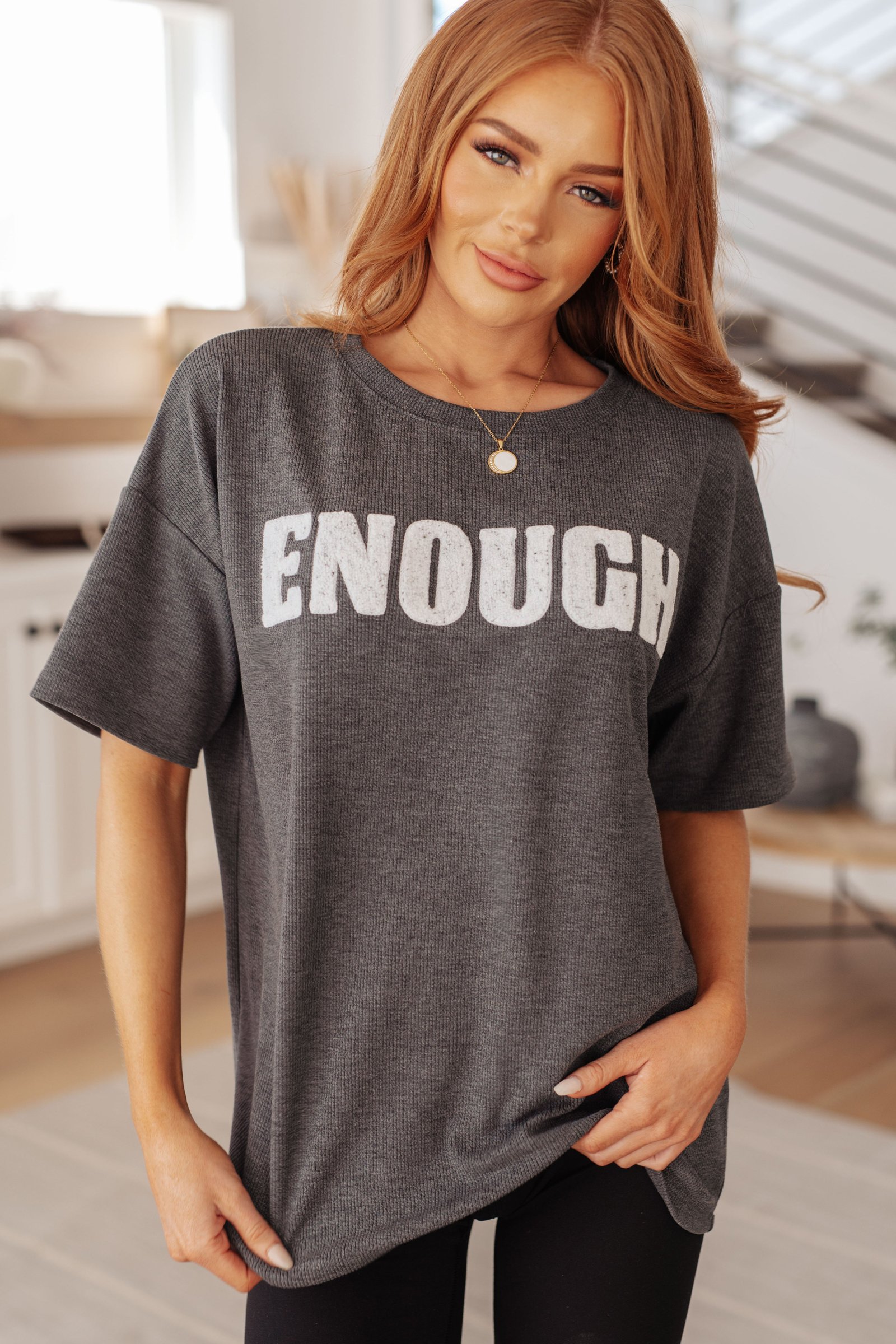 AlwaysEnoughGraphicTeeinCharcoal6 Always Enough Graphic Tee in Charcoal - Fashion Are Us, LLC
