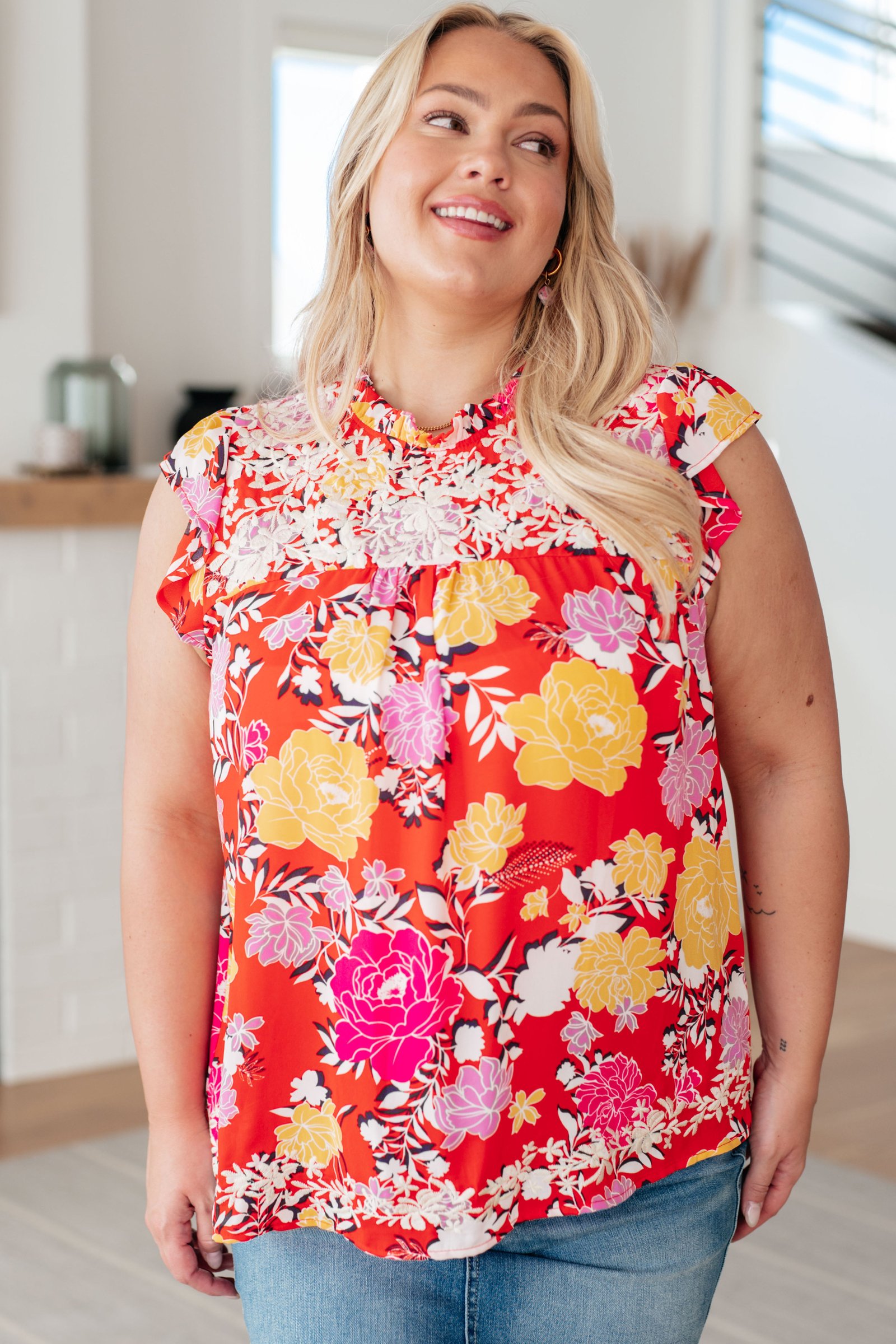 AmongTheFlowersFloralTop7_17ba3cb0-ee3c-445b-b84c-aef9ded0c493 Among The Flowers Floral Top - Fashion Are Us, LLC