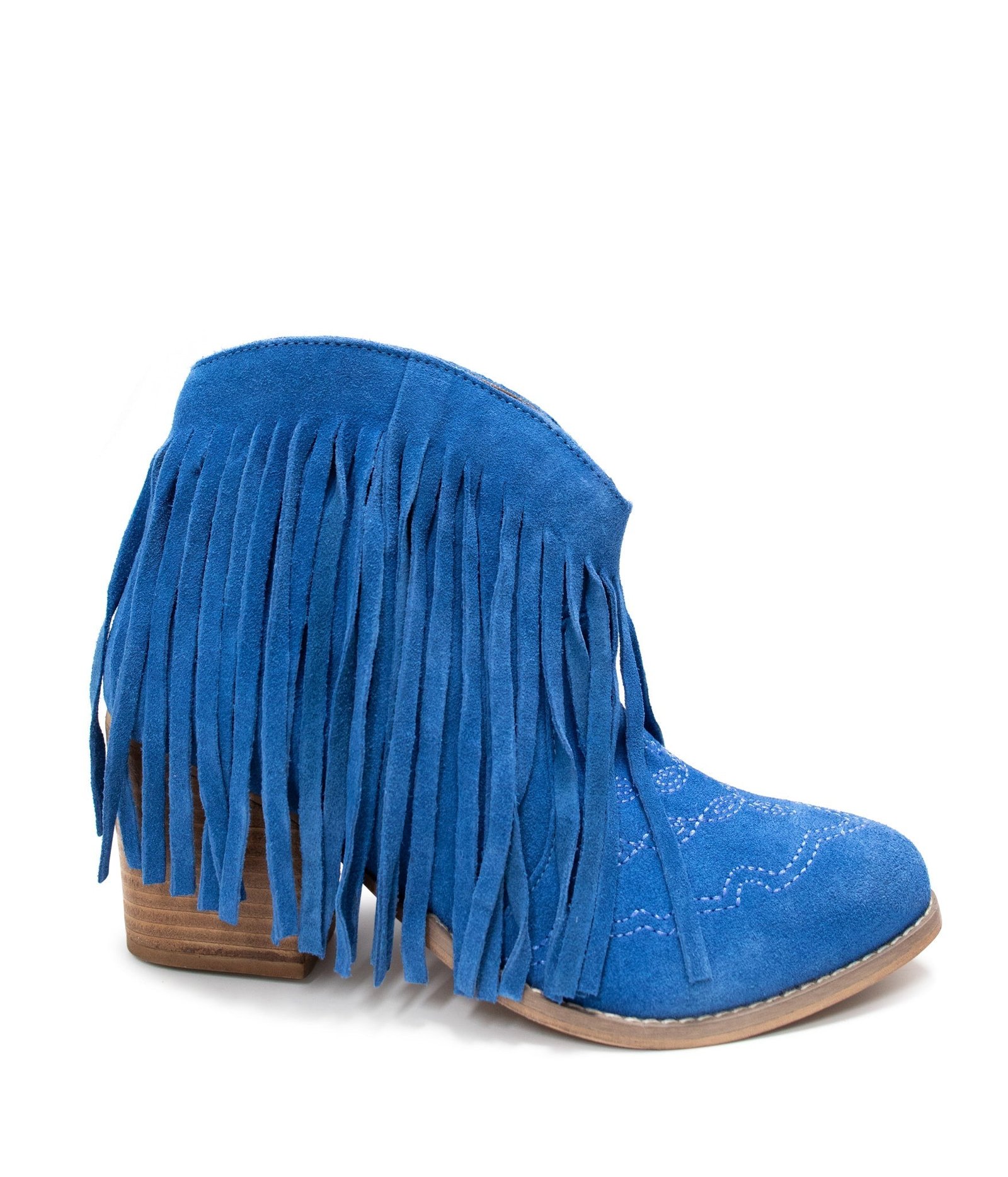 AmosBlue-1 Amos Fringe Ankle Bootie in Blue Suede Ave Shops