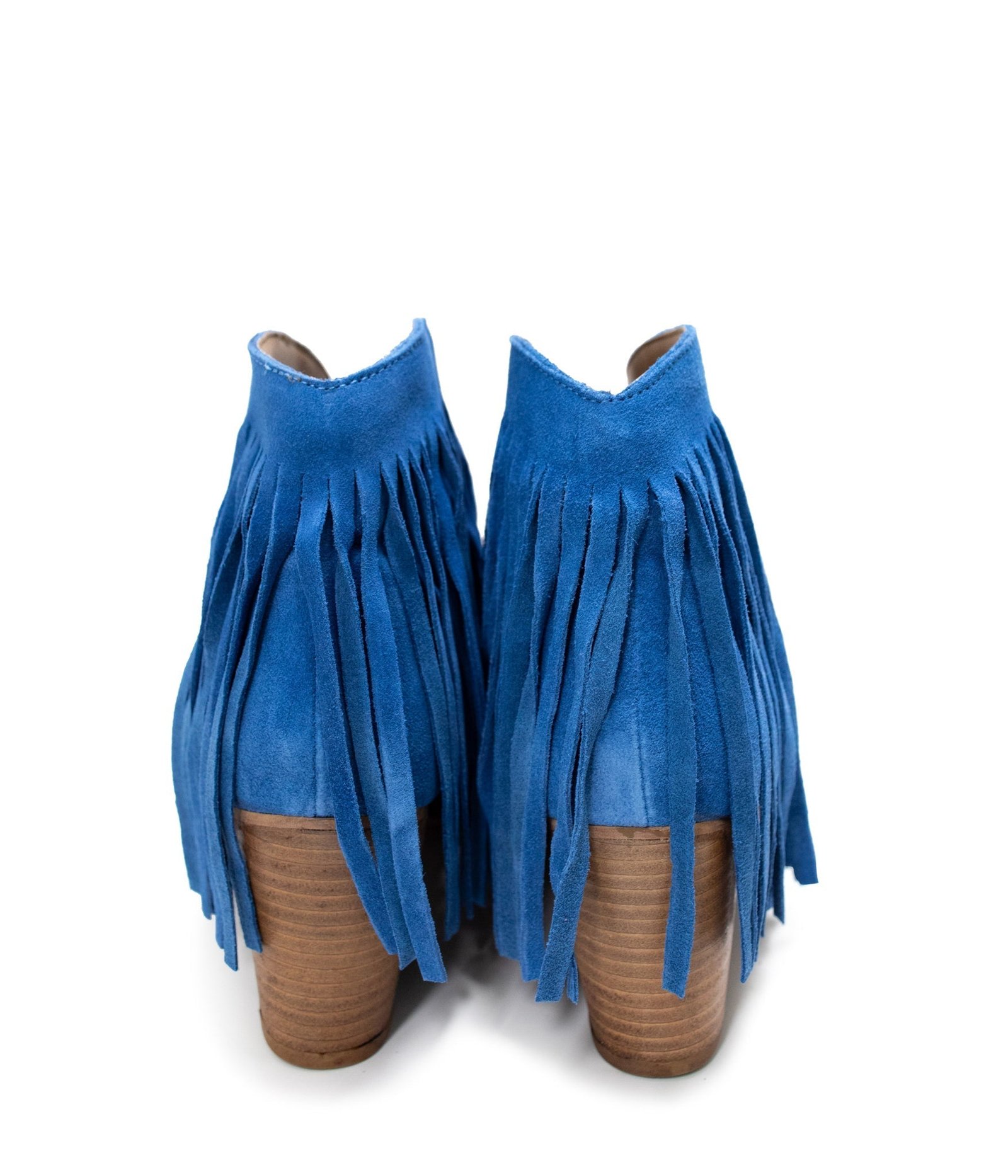 AmosBlue-4 Amos Fringe Ankle Bootie in Blue Suede Ave Shops