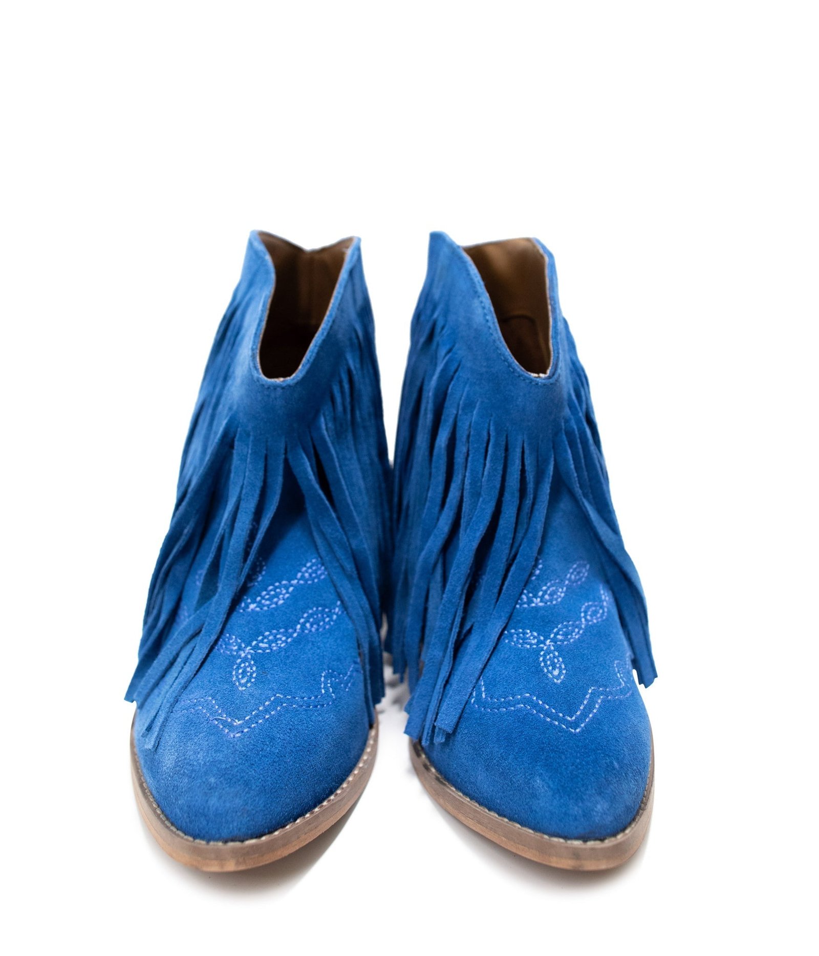 AmosBlue-5 Amos Fringe Ankle Bootie in Blue Suede Ave Shops