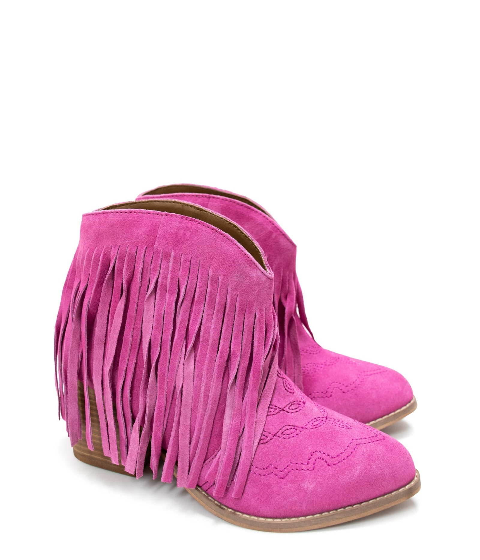 AmosMagenta-09 Amos Fringe Ankle Bootie in Magenta Suede Ave Shops