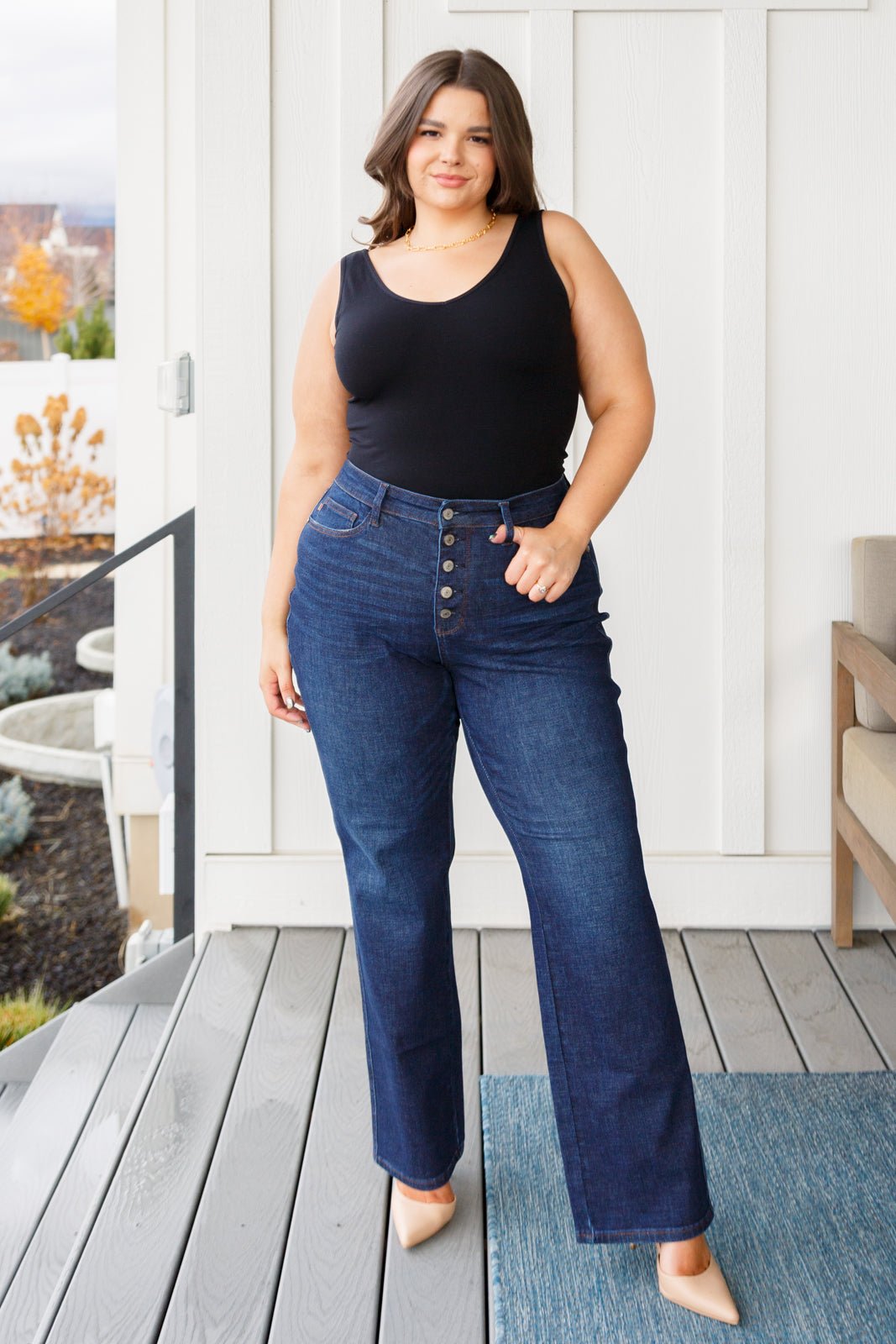 ArloHighRiseButton-FlyStraightJeans1 Arlo High Rise Button-Fly Straight Jeans - Fashion Are Us, LLC