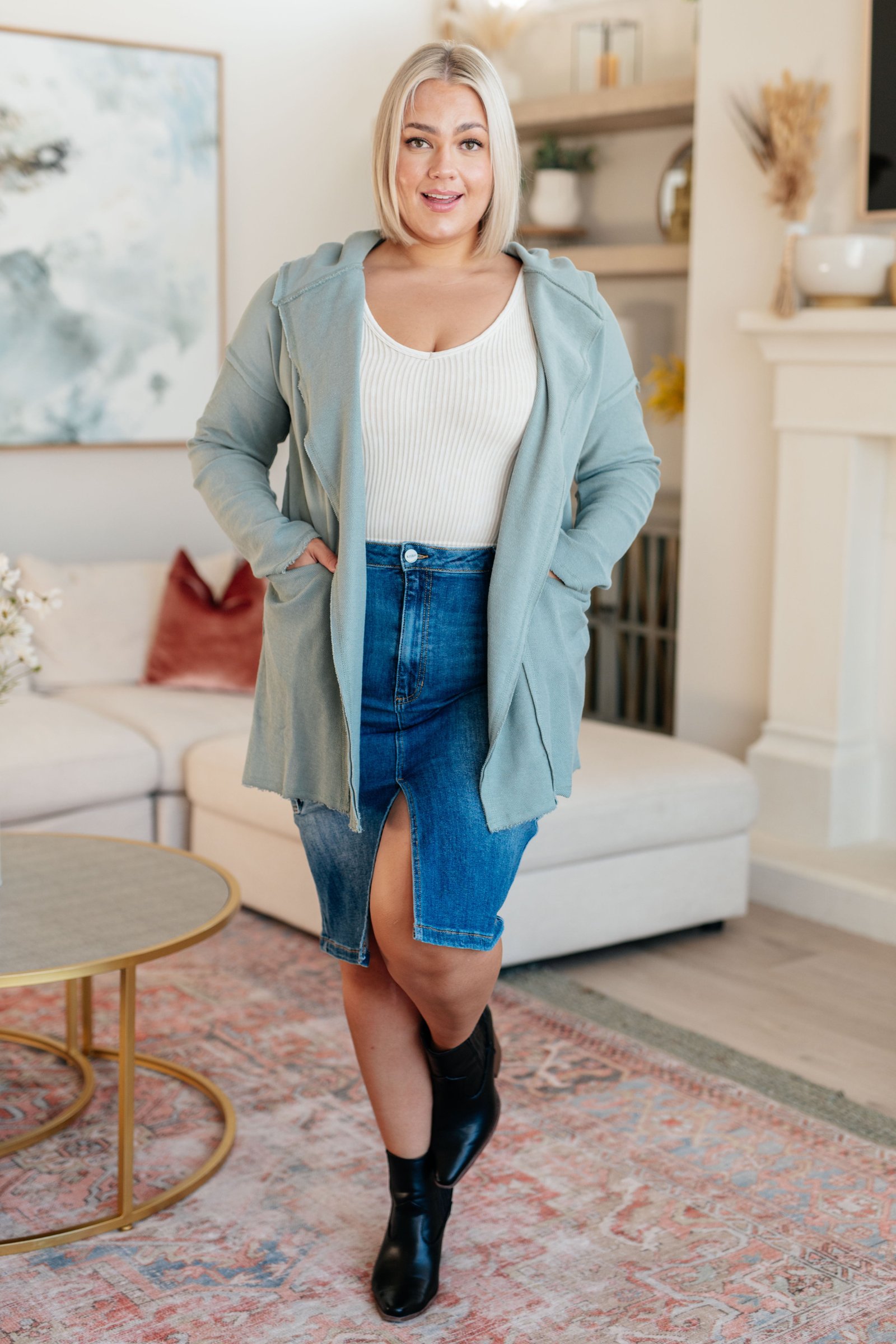 Colors-264 Always Be There Cargo Denim Skirt - Fashion Are Us