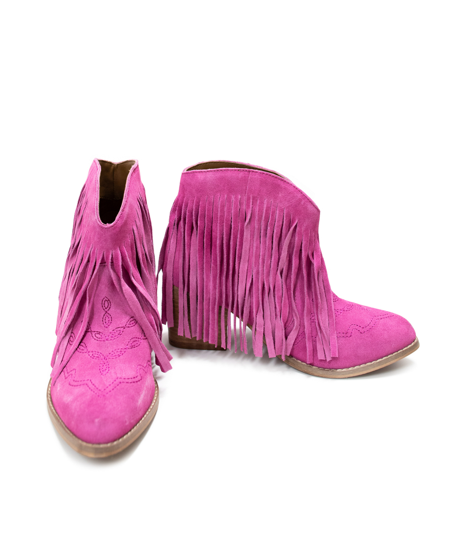 amosmagenta6x7 Amos Fringe Ankle Bootie in Magenta Suede Ave Shops