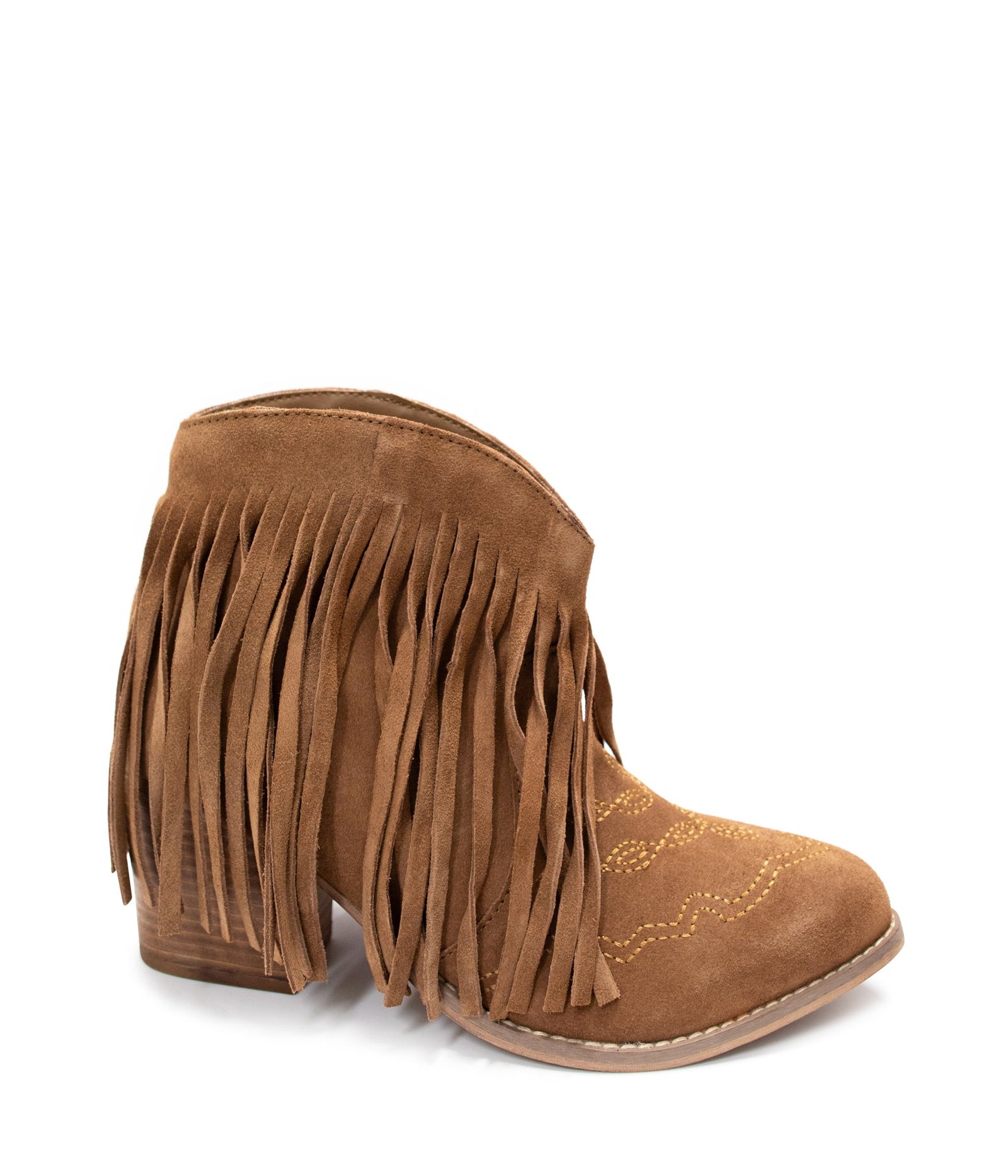 amostan-2 Amos Fringe Ankle Bootie in Tan Suede Ave Shops